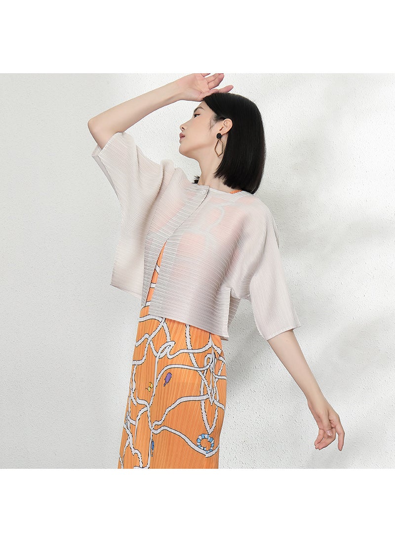 2024 Miyake Fashion Casual Cardigan for Women Apricot