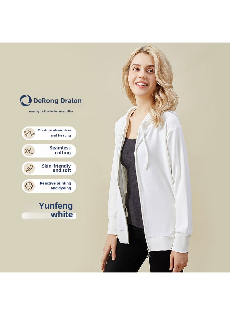 Ladies Velvet Warm Base Layer Hyaluronic Cardigan Yunfeng White