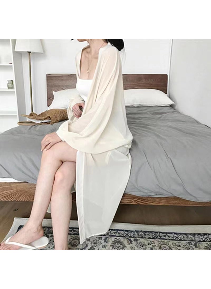 Long Batwing Sleeve Lightweight Sunscreen Cardigan Women Apricot