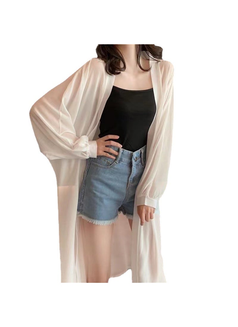 Long Batwing Sleeve Lightweight Sunscreen Cardigan Women Apricot