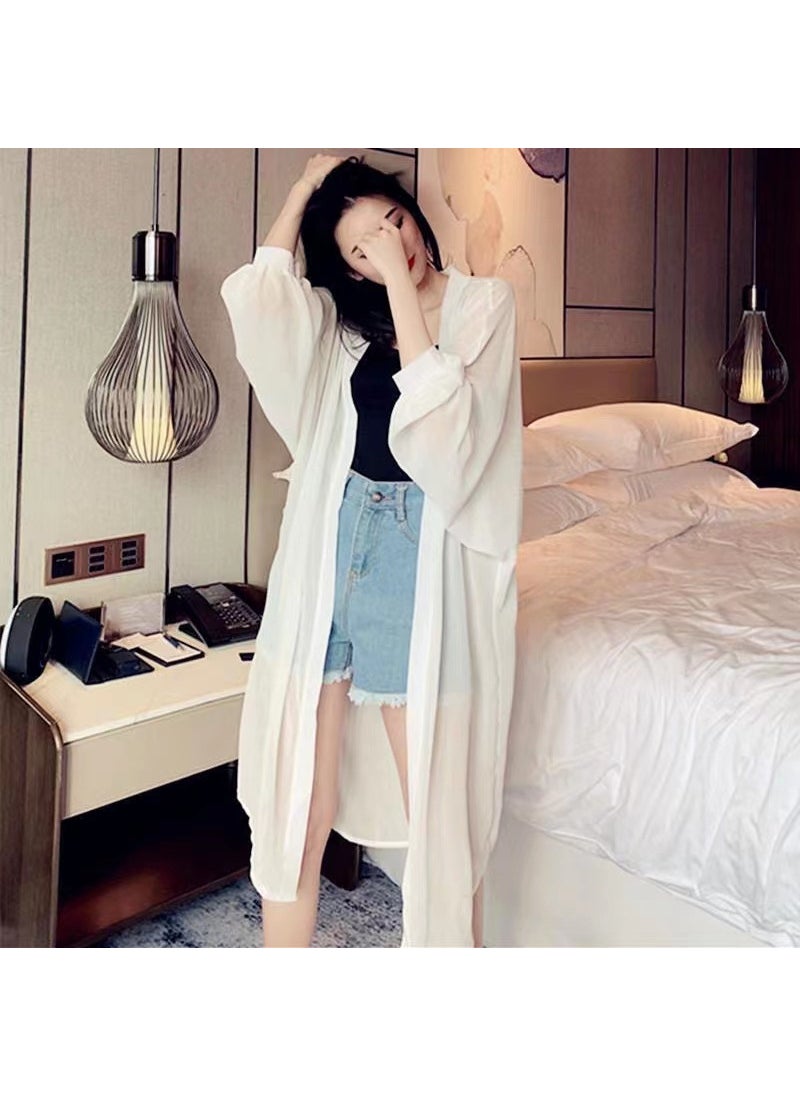 Long Batwing Sleeve Lightweight Sunscreen Cardigan Women Apricot