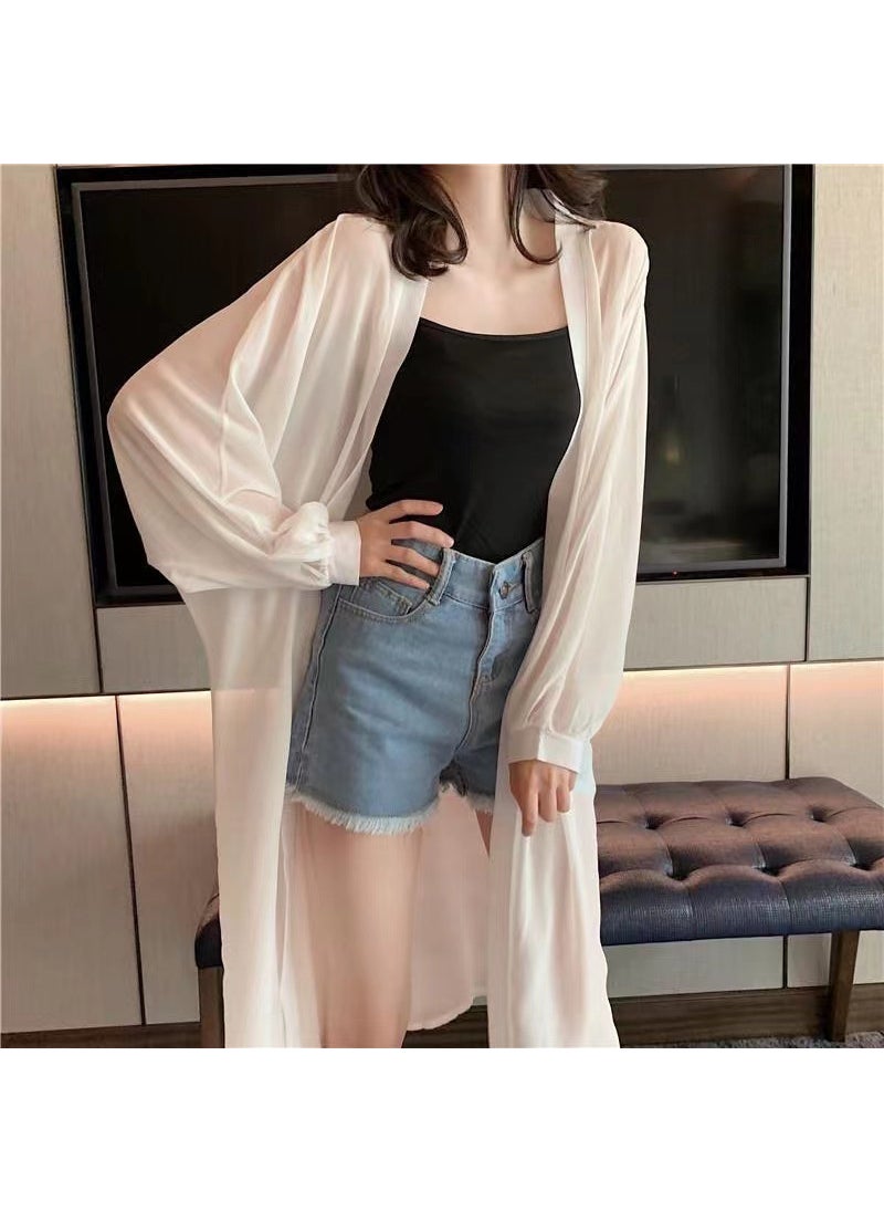 Long Batwing Sleeve Lightweight Sunscreen Cardigan Women Apricot