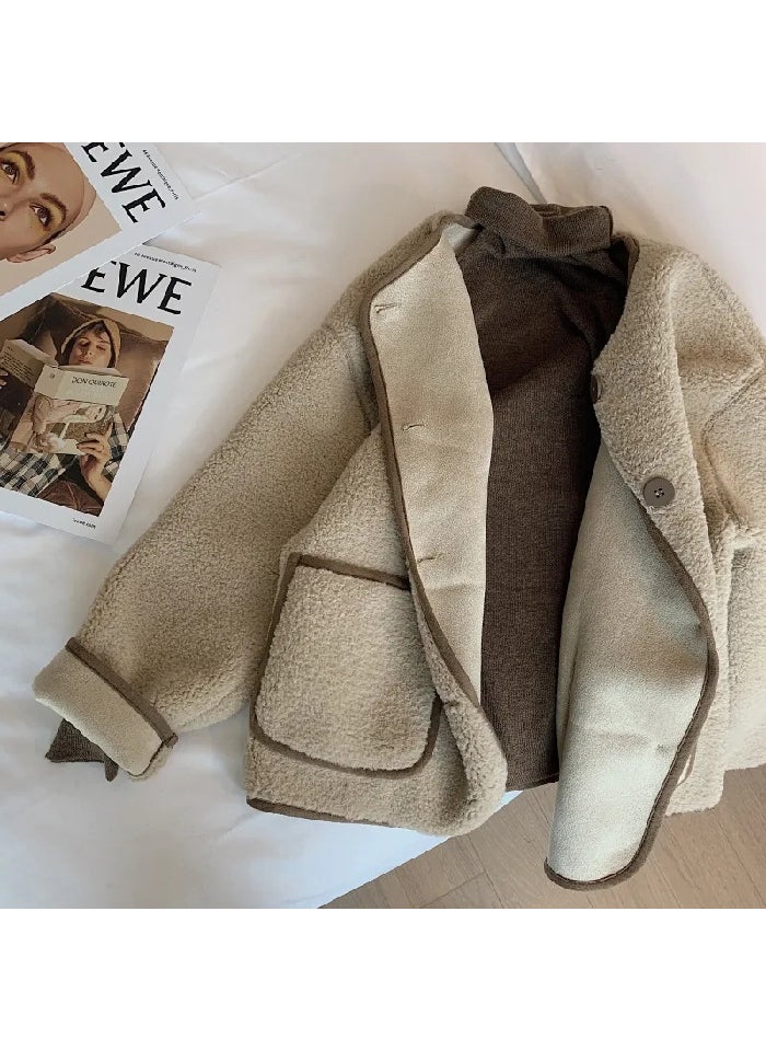 2023 Round Neck Wool Cardigan Womens Autumn Fashion Khaki