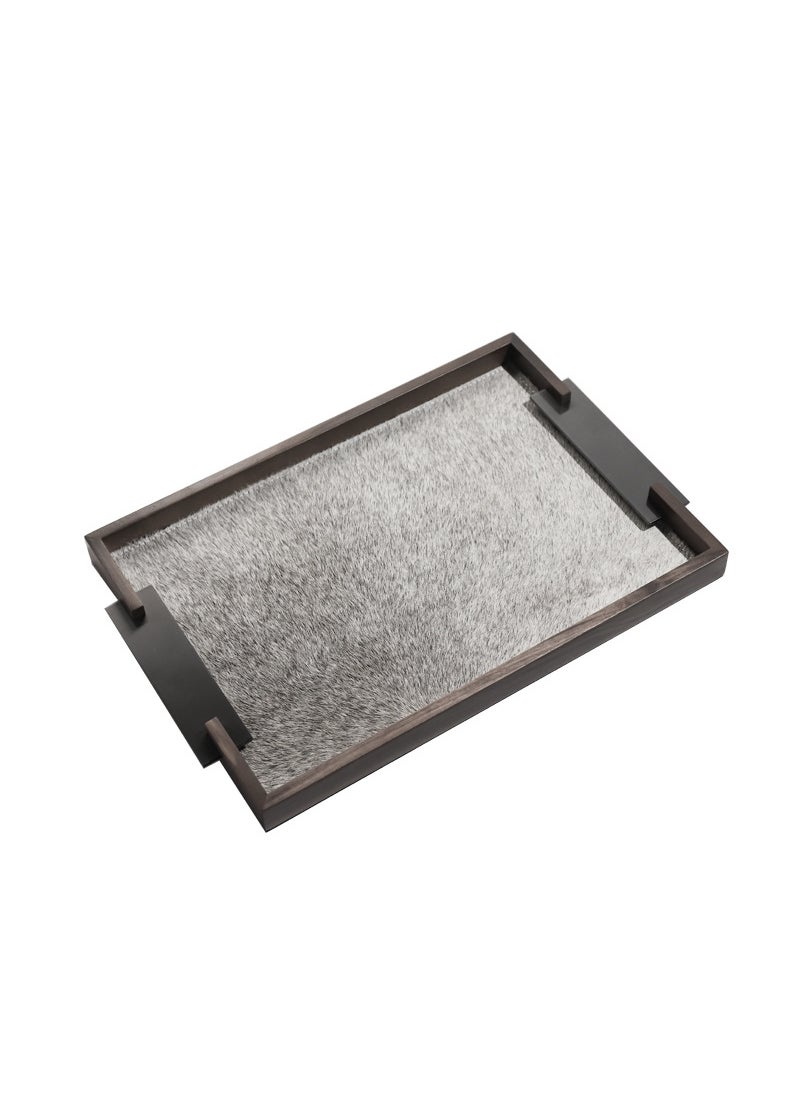Danish Minimalist Walnut Tray Jewelry Organizer Gray rectangle