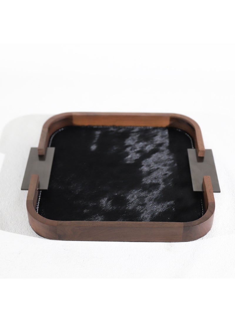 Danish Minimalist Walnut Tray Jewelry Organizer Black L30W27H3CM