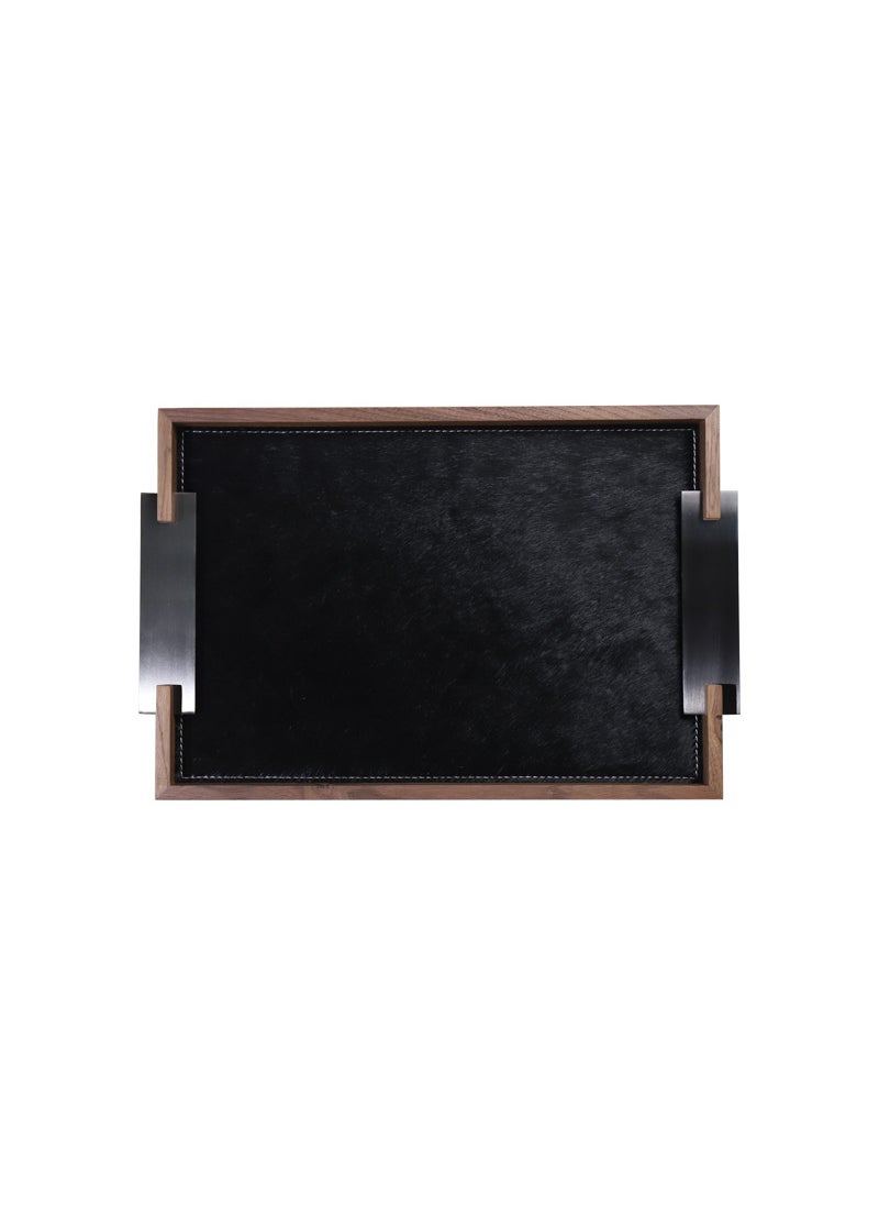 Danish Minimalist Walnut Tray Jewelry Organizer Black L43W28H3CM