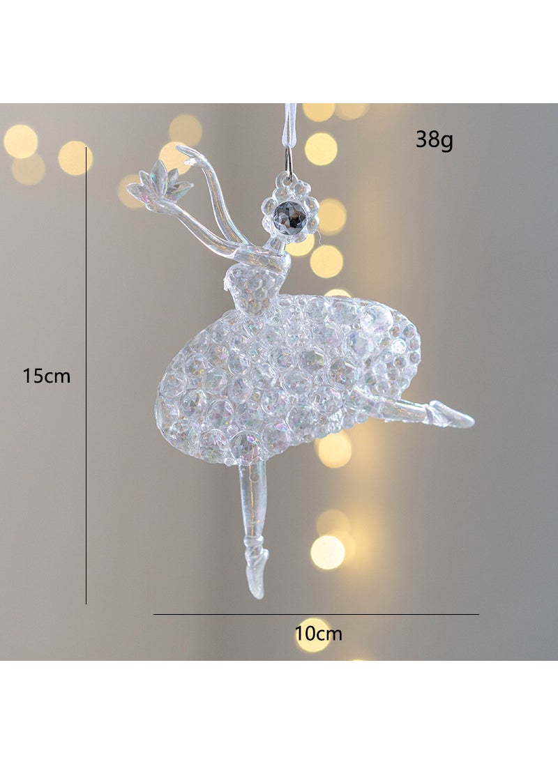 1 x 5 pcs Christmas Tree Ornaments Colorful Transparent Decor Ballet Girl