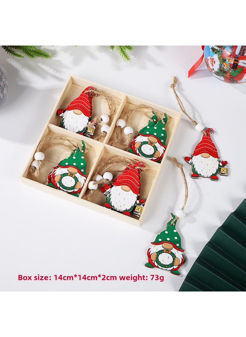 1 x 5 pcs Christmas Hand-Painted Wooden Ornaments 12pcs 4 grid 12pc Christmas pendant B