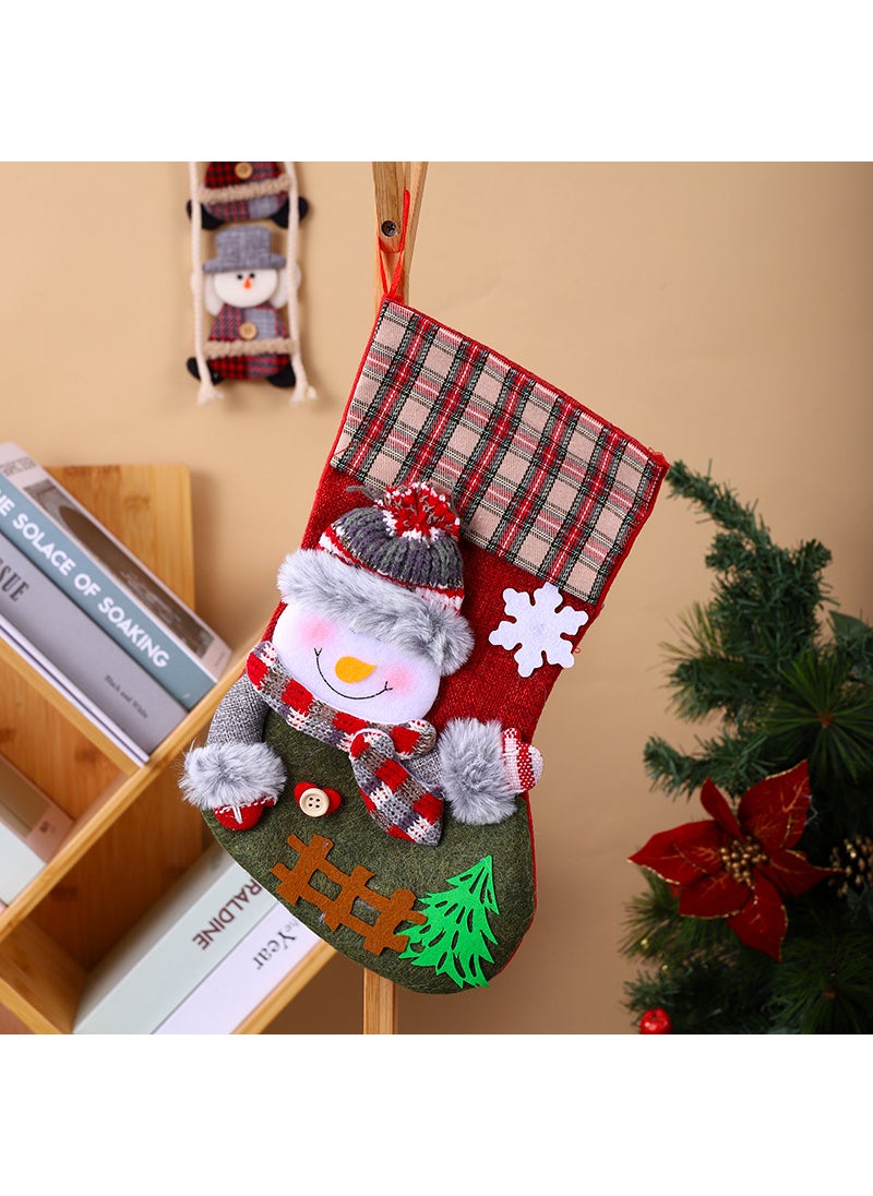 1 x 5 pcs Cartoon Santa Christmas Stocking Decor Snowman 