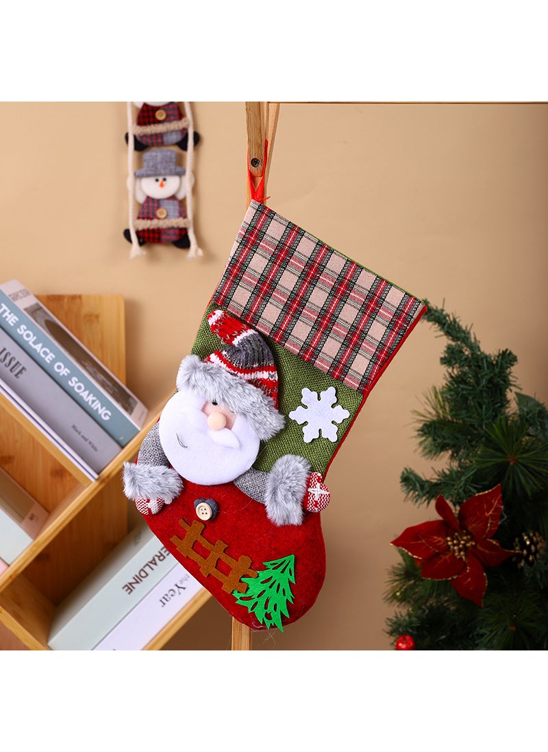 1 x 5 pcs Cartoon Santa Christmas Stocking Decor The elderly [32*19cm]]