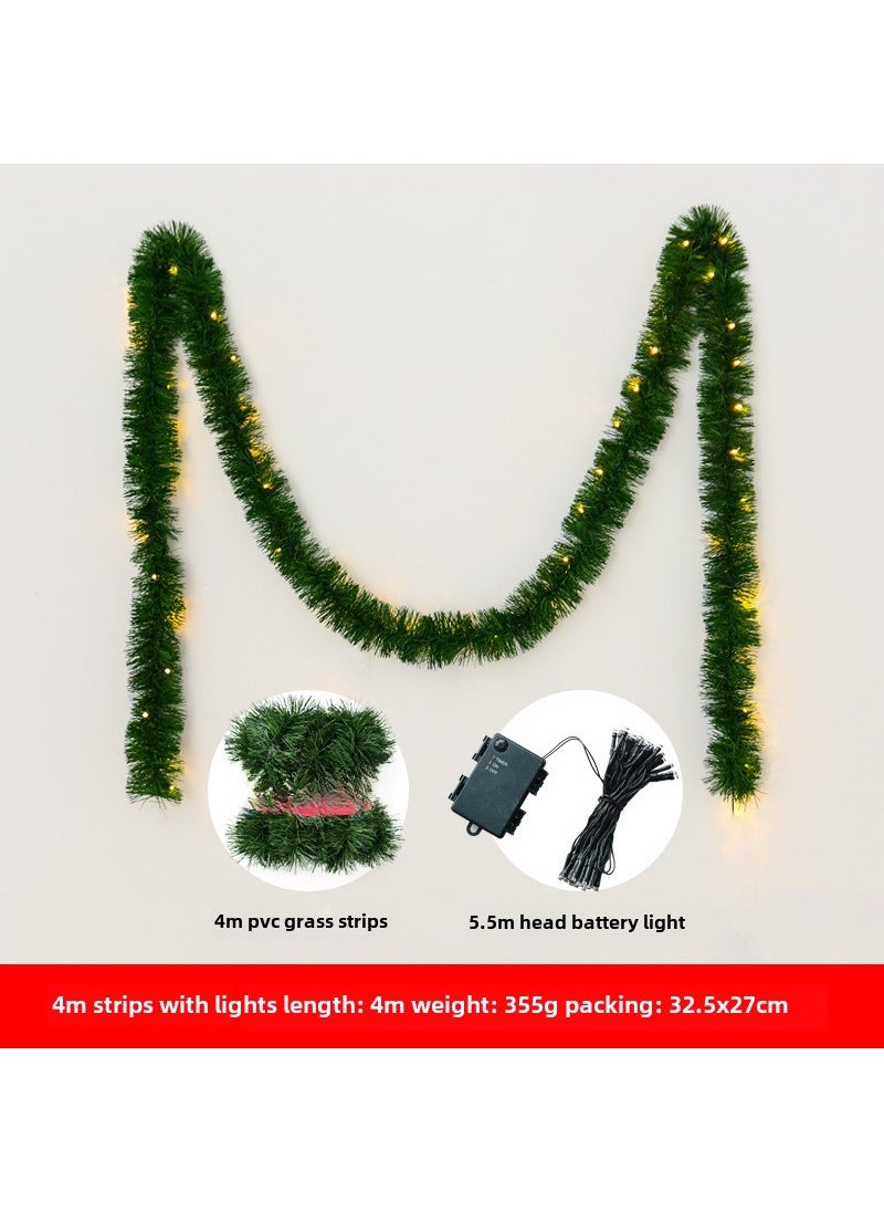 50ft Artificial Christmas Garland Decoration 4 meters with light environmental protection PVC grass strip/355g