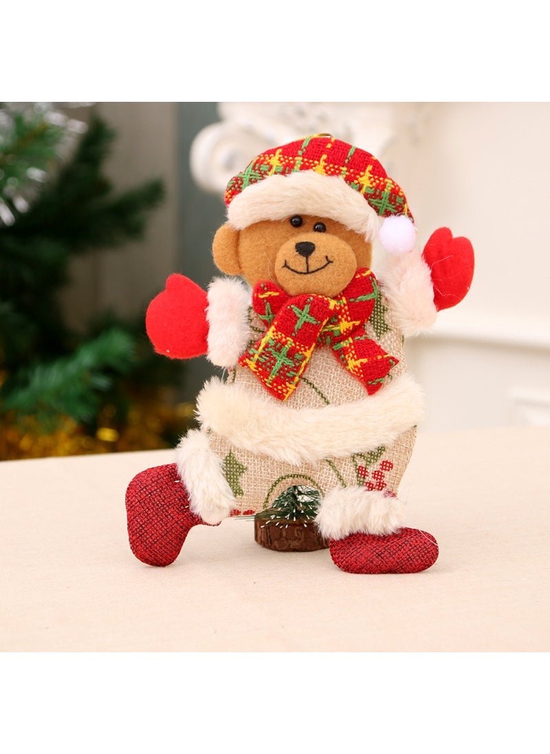 New Christmas Santa Ornaments Tree Decor Fabric Gifts Dancing bear 