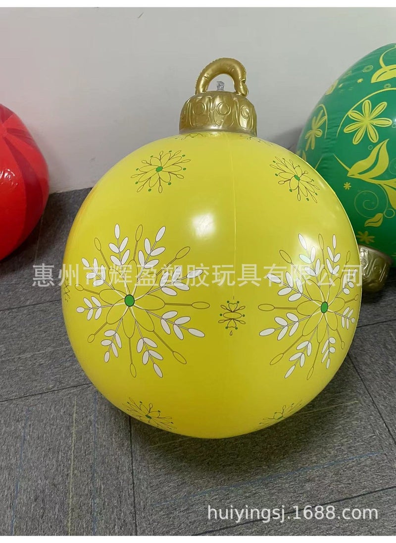 Hot sale pvc inflatable Christmas ball thickened eco-friendly flash decorative ball LED luminous atmosphere lantern ball Yellow snowflake