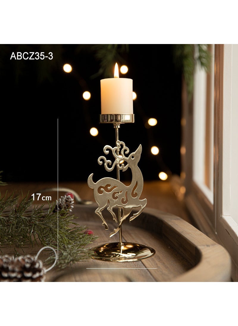 New Christmas Candle Holder Gold Decor Retro Elk style/65g (without candles)