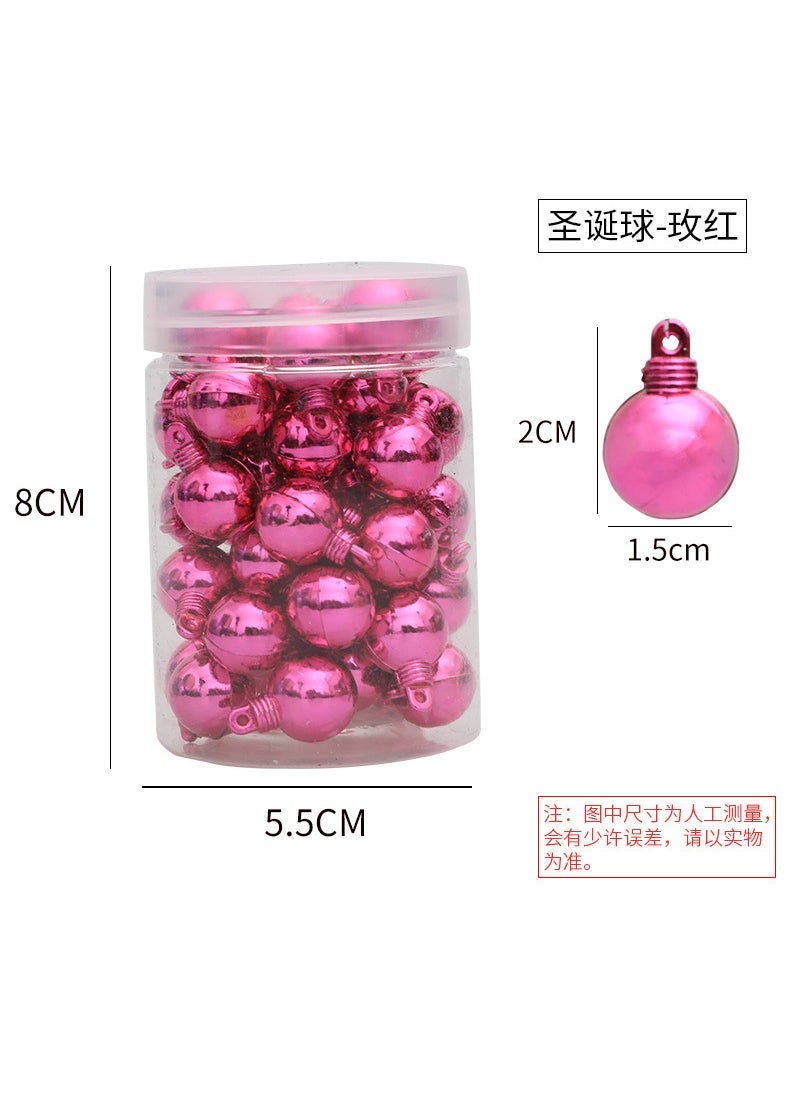 Cross-border wholesale 1.5cm48 plated smooth ball Christmas mini ball Christmas tree hanging decoration Rose Red