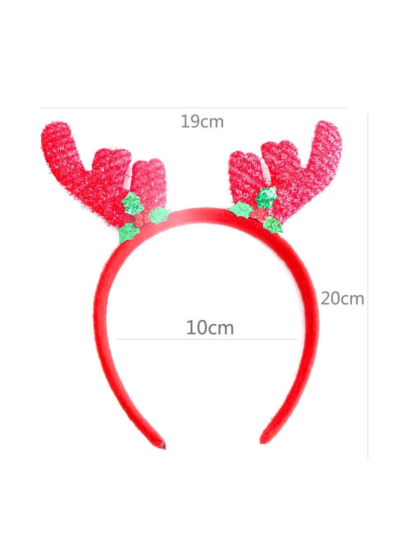 Christmas Headbands Reindeer Antler Snowman Party Favors Red silk green leaf headband