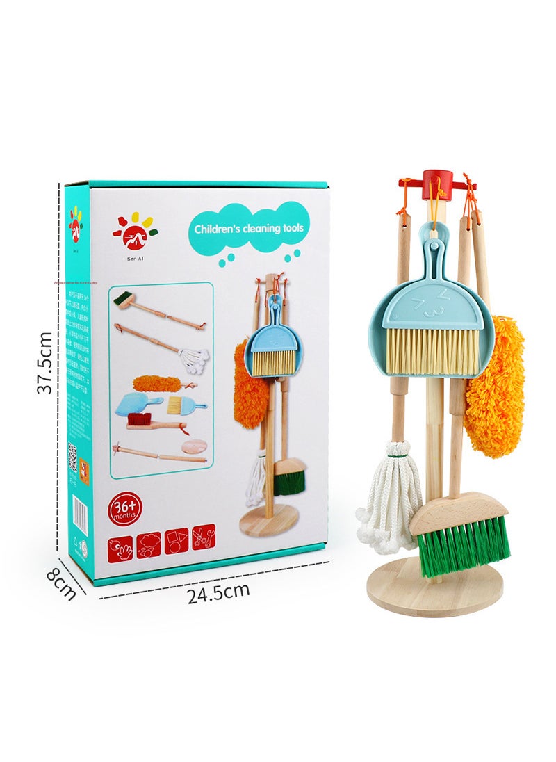 Kids Pretend Play Wooden Cleaning Set Cleaning set [Classic]]