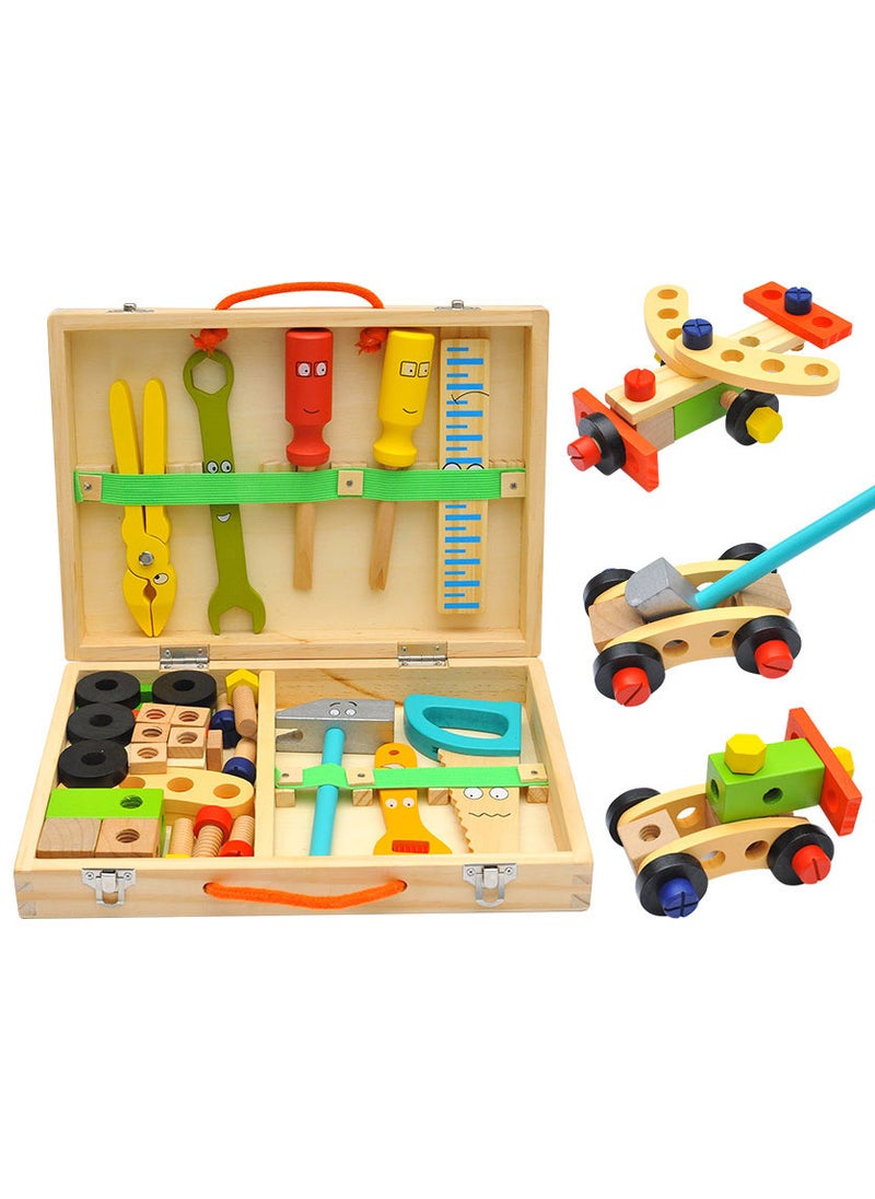 Kids Wooden Tool Box Play Set Cartoon toolbox