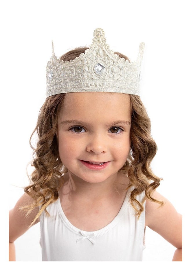 Soft Royal Princess Queen Crown Dress Up Costume Accessory For Kids (Silver)