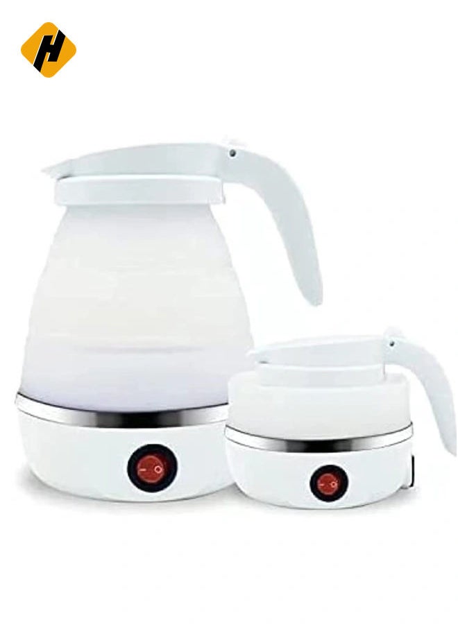 Travel Foldable Silicon Water Heater Jug Collapsible Mini Portable Electric Kettle (White)