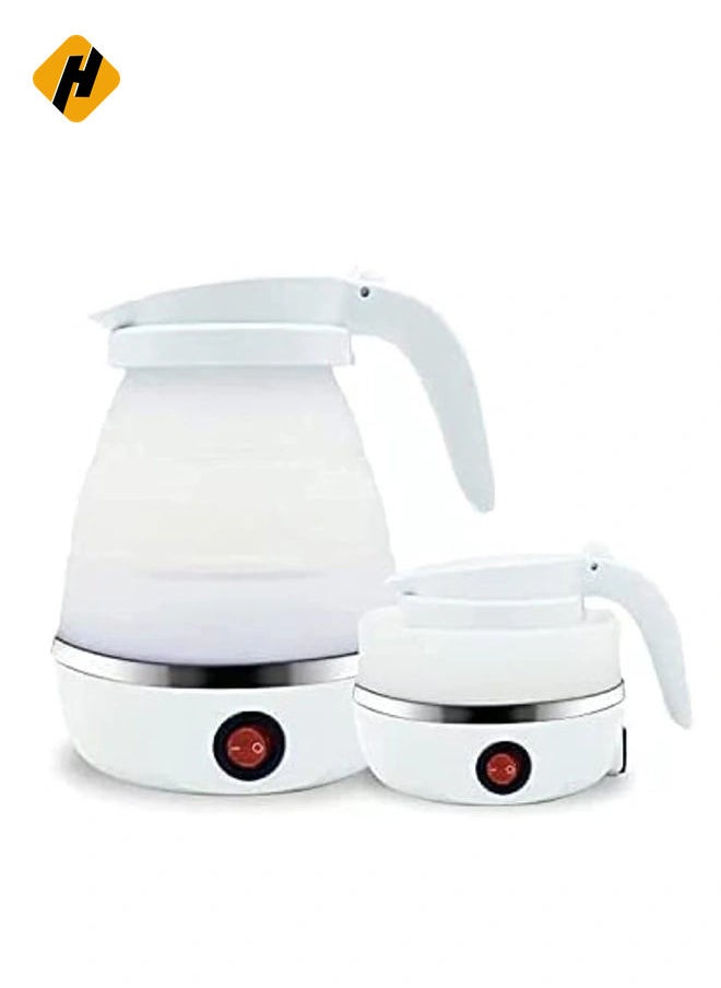 Travel Foldable Silicon Water Heater Jug Collapsible Mini Portable Electric Kettle (White)