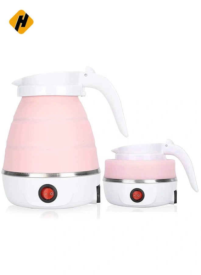 Travel Foldable Silicon Water Heater Jug Collapsible Mini Portable Electric Kettle (Pink)