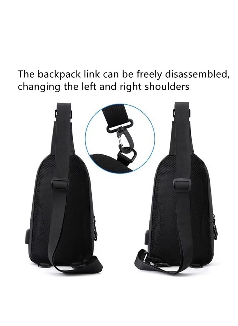 Sling Crossbody Bag Small Shoulder Backpack for Men Waterproof Slim Chest Bags Casual Daypack for Travel Cycling