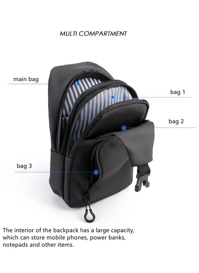 Sling Crossbody Bag Small Shoulder Backpack for Men Waterproof Slim Chest Bags Casual Daypack for Travel Cycling