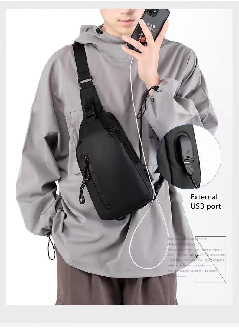 Sling Crossbody Bag Small Shoulder Backpack for Men Waterproof Slim Chest Bags Casual Daypack for Travel Cycling