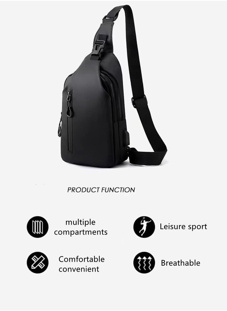 Sling Crossbody Bag Small Shoulder Backpack for Men Waterproof Slim Chest Bags Casual Daypack for Travel Cycling