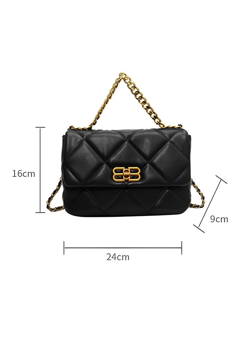 Quilted Crossbody Bags for Women Leather Ladies Shoulder Purses with Chain Strap Stylish Clutch Purse