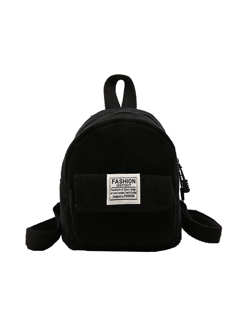 1 x 5 pcs 2024 Corduroy 3-in-1 Mini Backpack Black