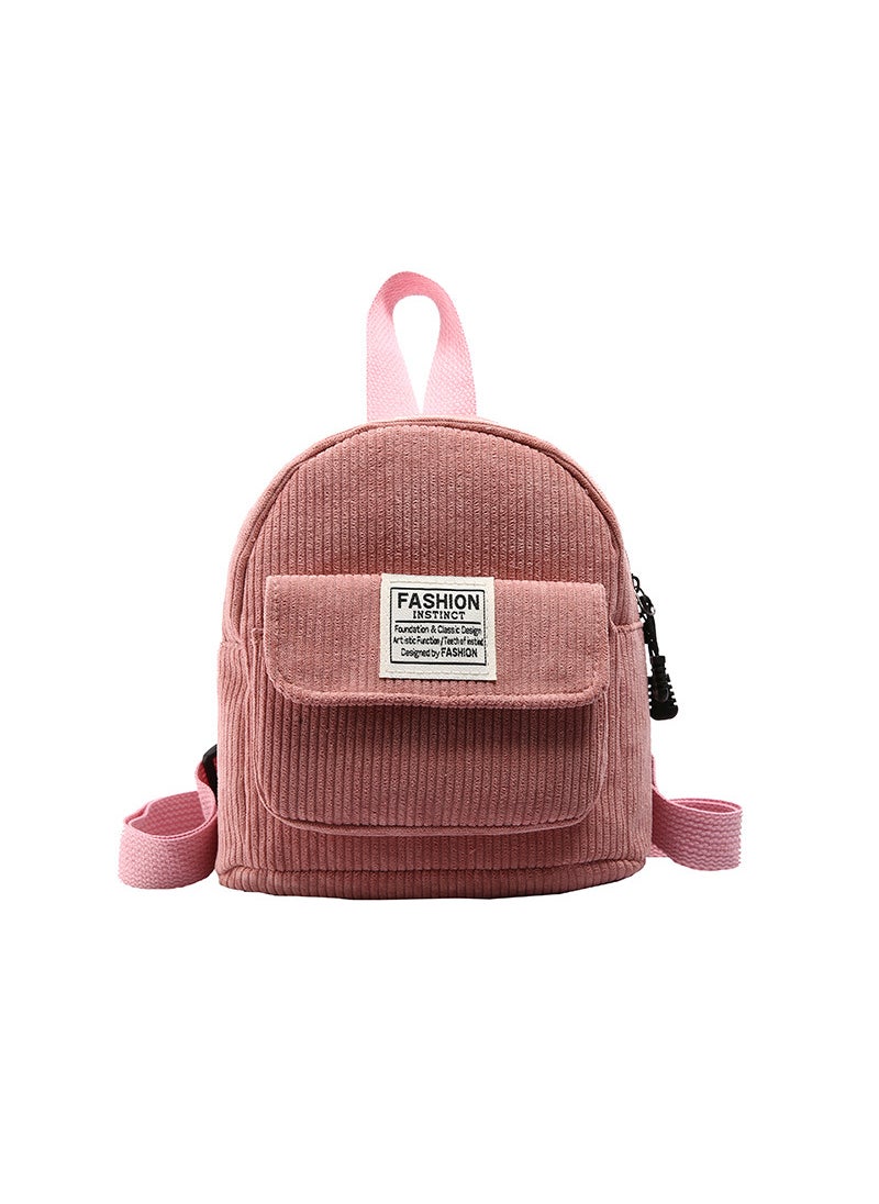 1 x 5 pcs 2024 Corduroy 3-in-1 Mini Backpack Pink