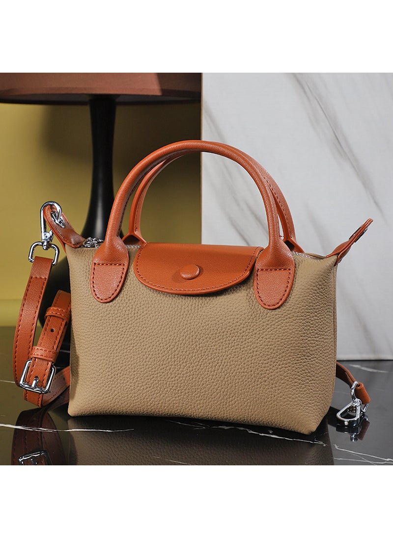 2024 Womens Premium Leather Dumpling Bag Khaki