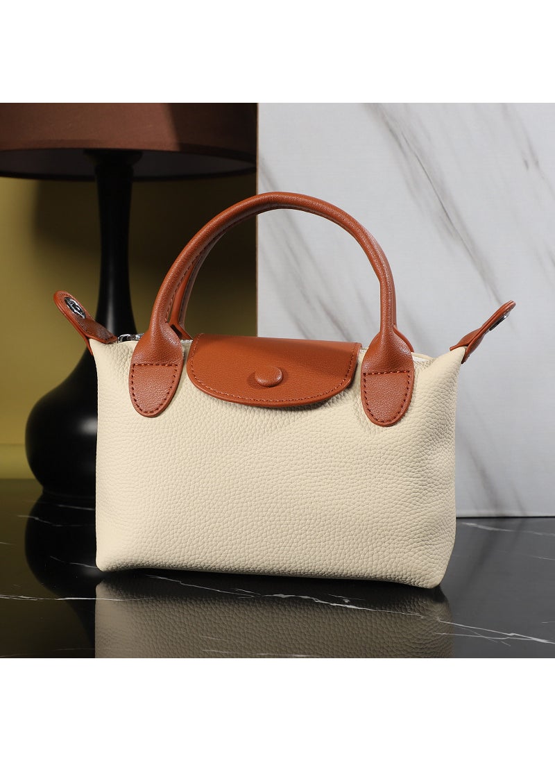 2024 Womens Premium Leather Dumpling Bag Milkshake White