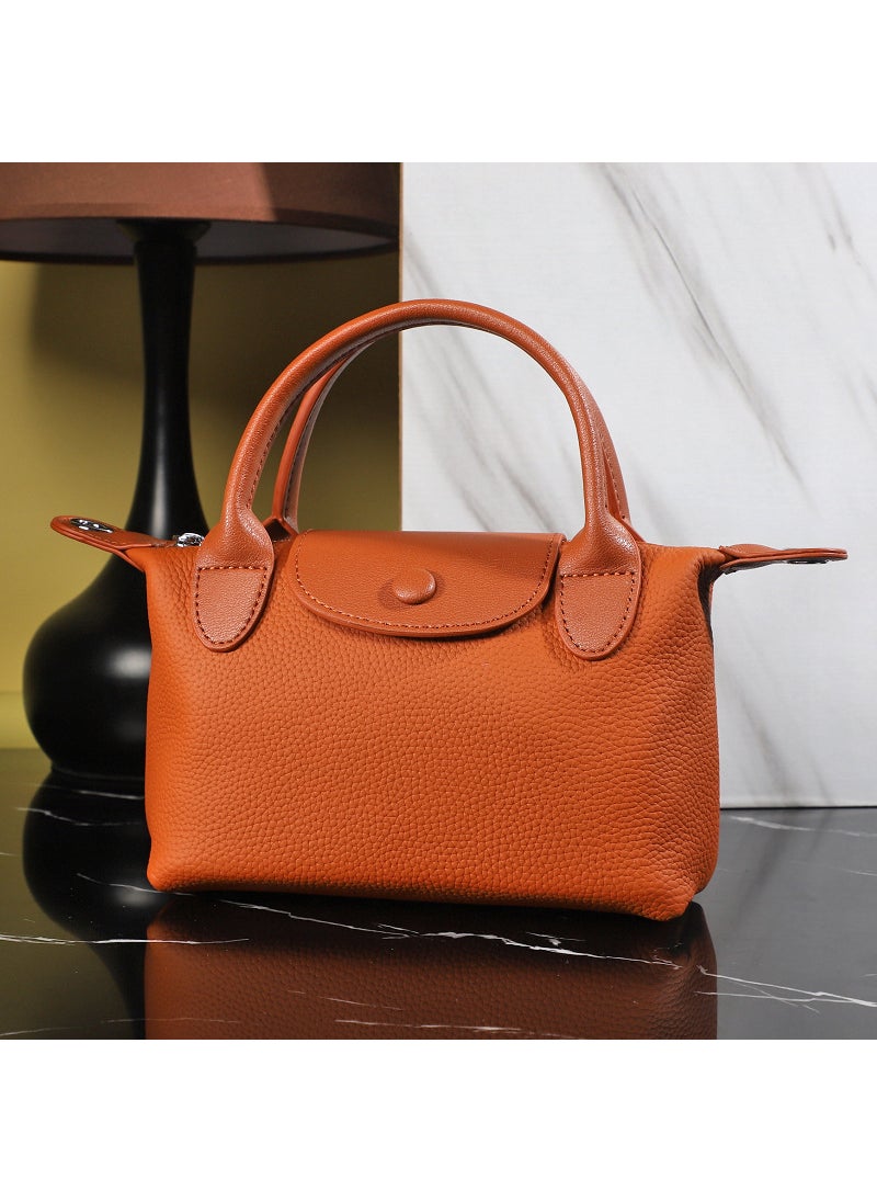 2024 Womens Premium Leather Dumpling Bag Orange