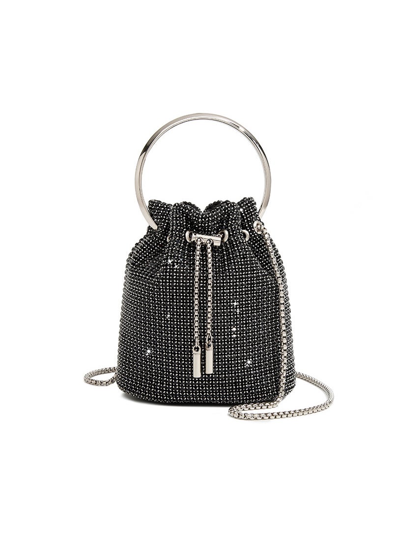 2024 Diamond Tassel Bucket Crossbody Bag black