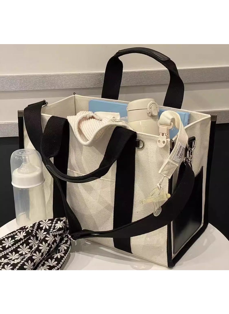 Large Capacity Waterproof Tote Diaper Bag White