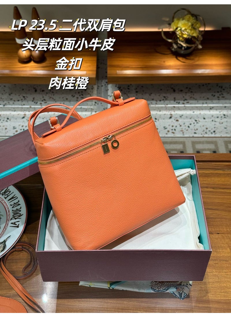 Trendy Leather LP19 Lunchbox Bag Cinnamon Orange Lp23.5 schoolbag with gift box