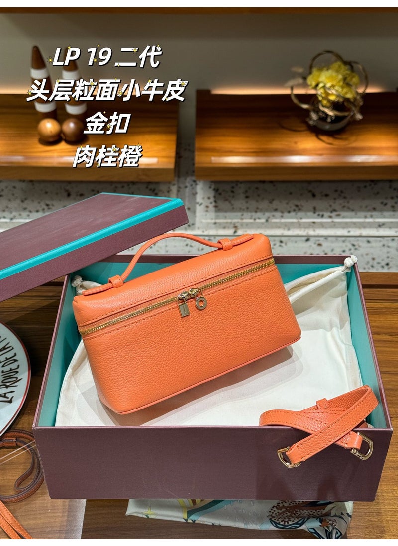 Trendy Leather LP19 Lunchbox Bag Cinnamon Orange Lp19 with gift box