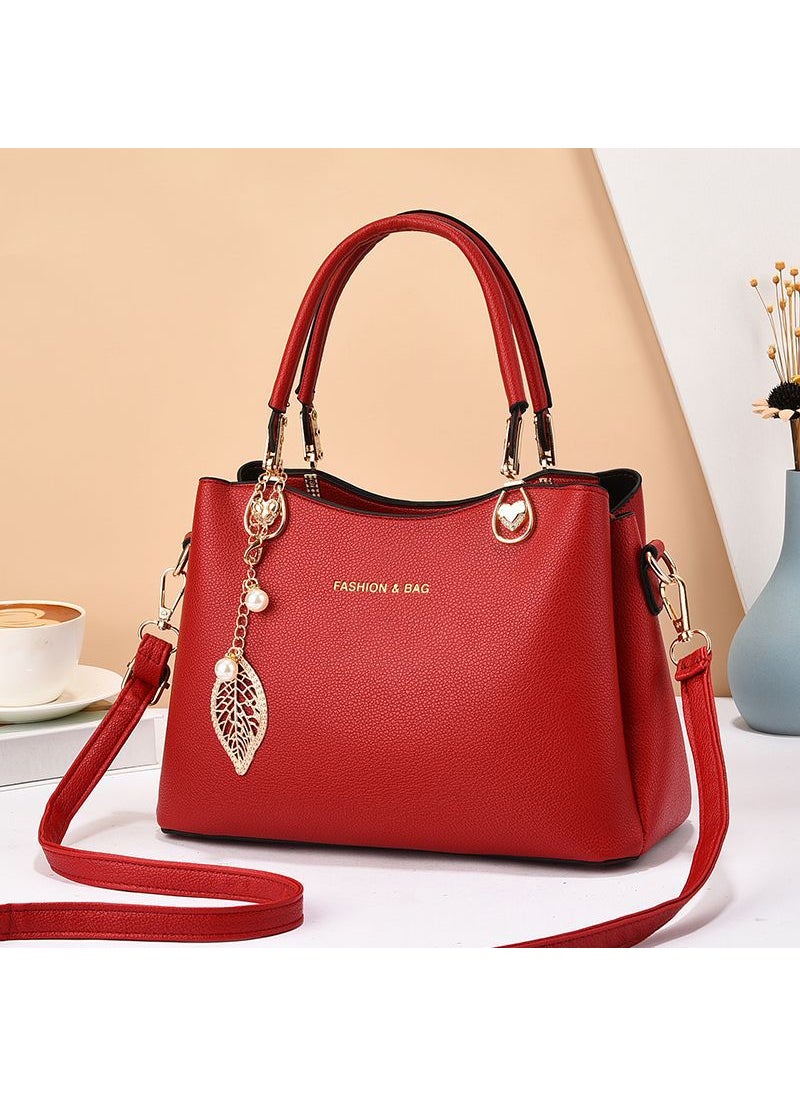 1 x 5 pcs 2024 Fashion Large Tote Bag for Women Wine red