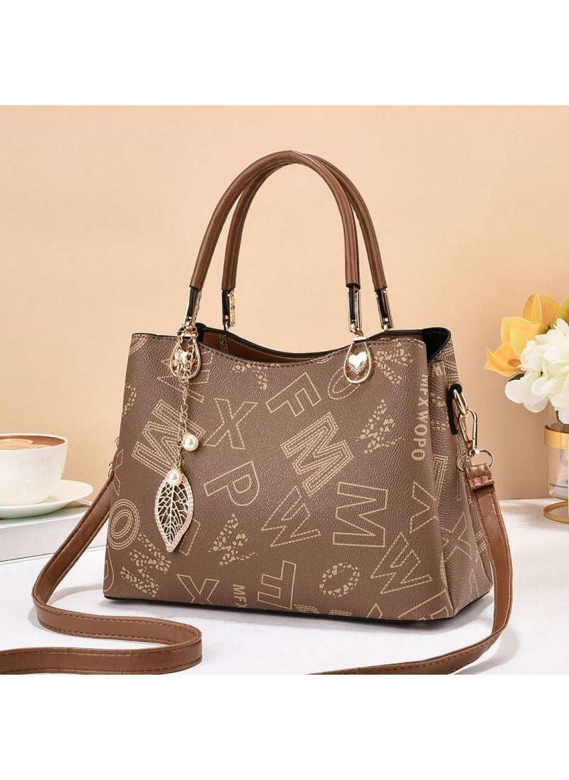 1 x 5 pcs 2024 Fashion Large Tote Bag for Women Letters/khaki