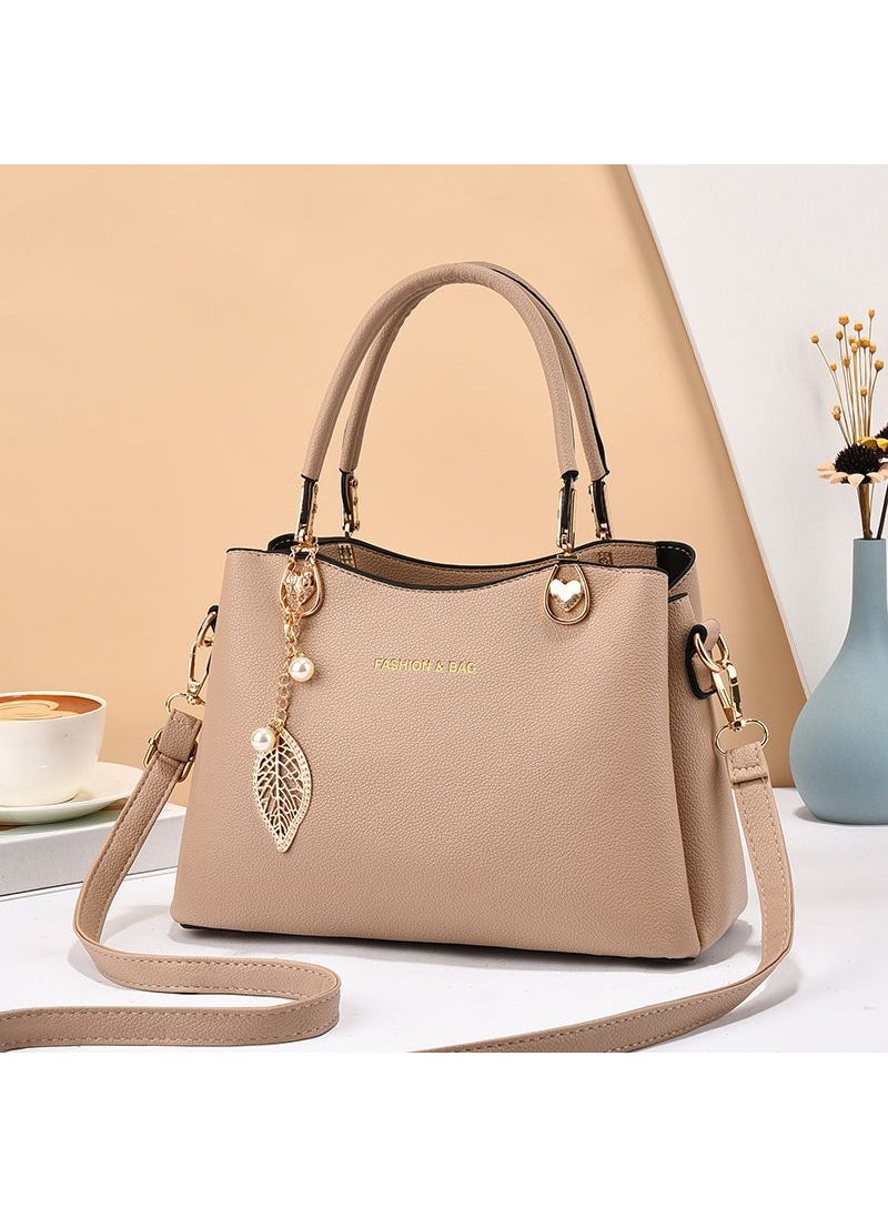 1 x 5 pcs 2024 Fashion Large Tote Bag for Women Khaki color