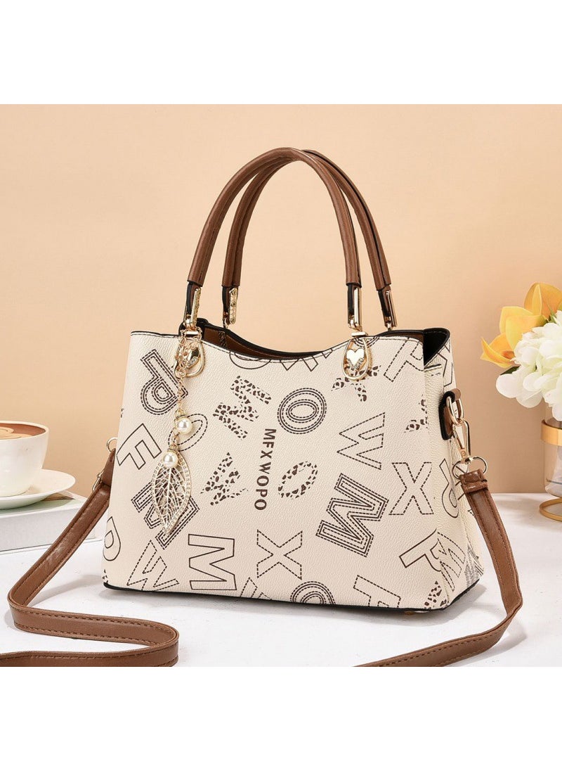 1 x 5 pcs 2024 Fashion Large Tote Bag for Women Letters/off-white