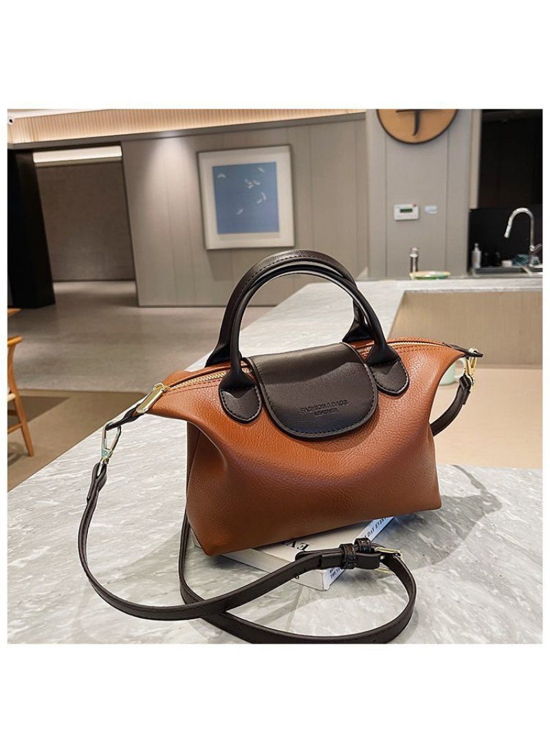 Chic Two-Tone Ladies Dumpling Bag 2024 Brown