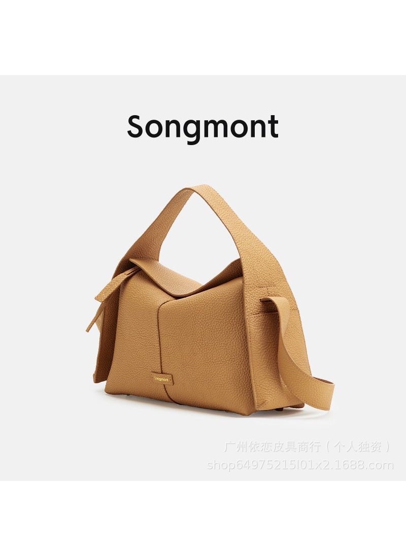 Songmont Leather Shoulder Bag for Women Beeswax yellow (medium size)