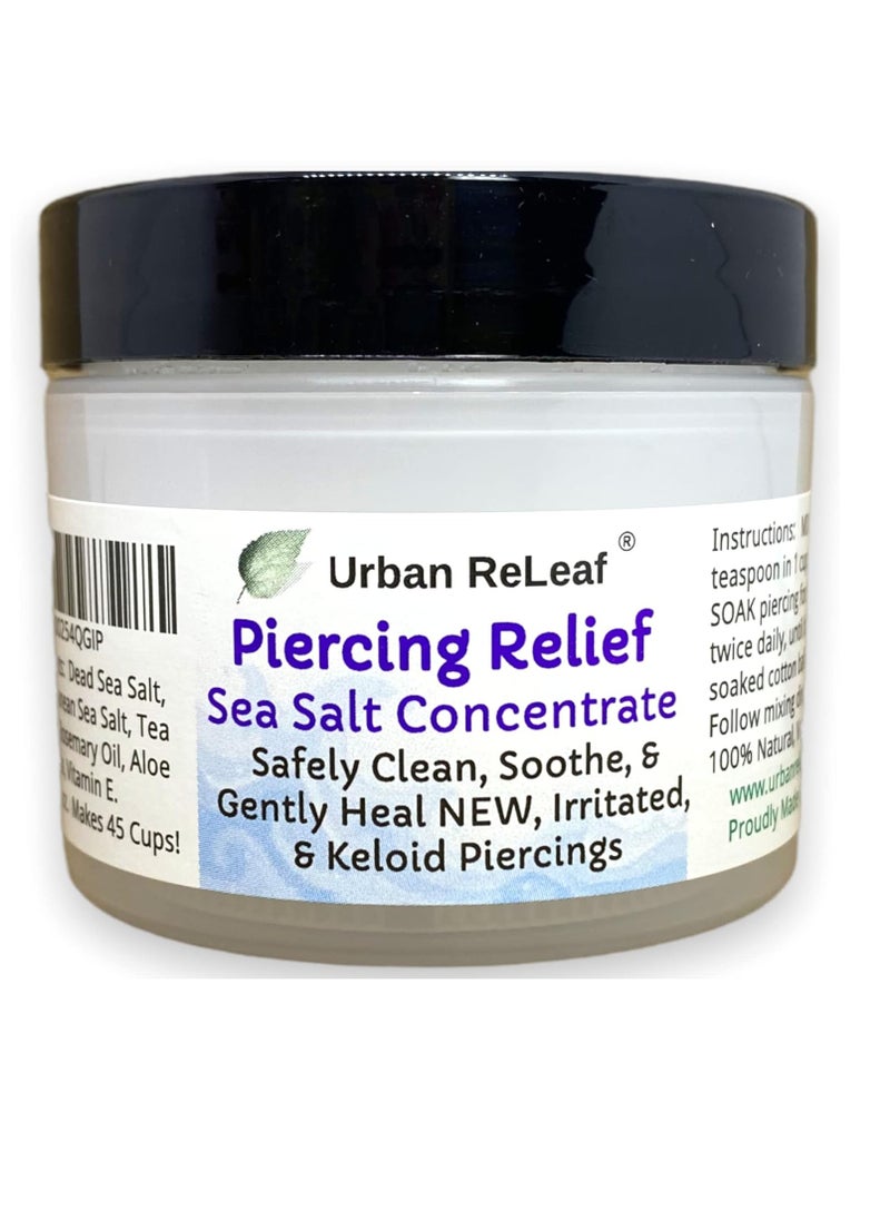 Urban ReLeaf PIERCING RELIEF Sea Salt Concentrate AFTERCARE ! Safely Clean, Soothe & Gently Calm New Irritated & Keloid Bump Piercings. Effective NON-iodized Dead Sea Salt, Tea Tree Rosemary