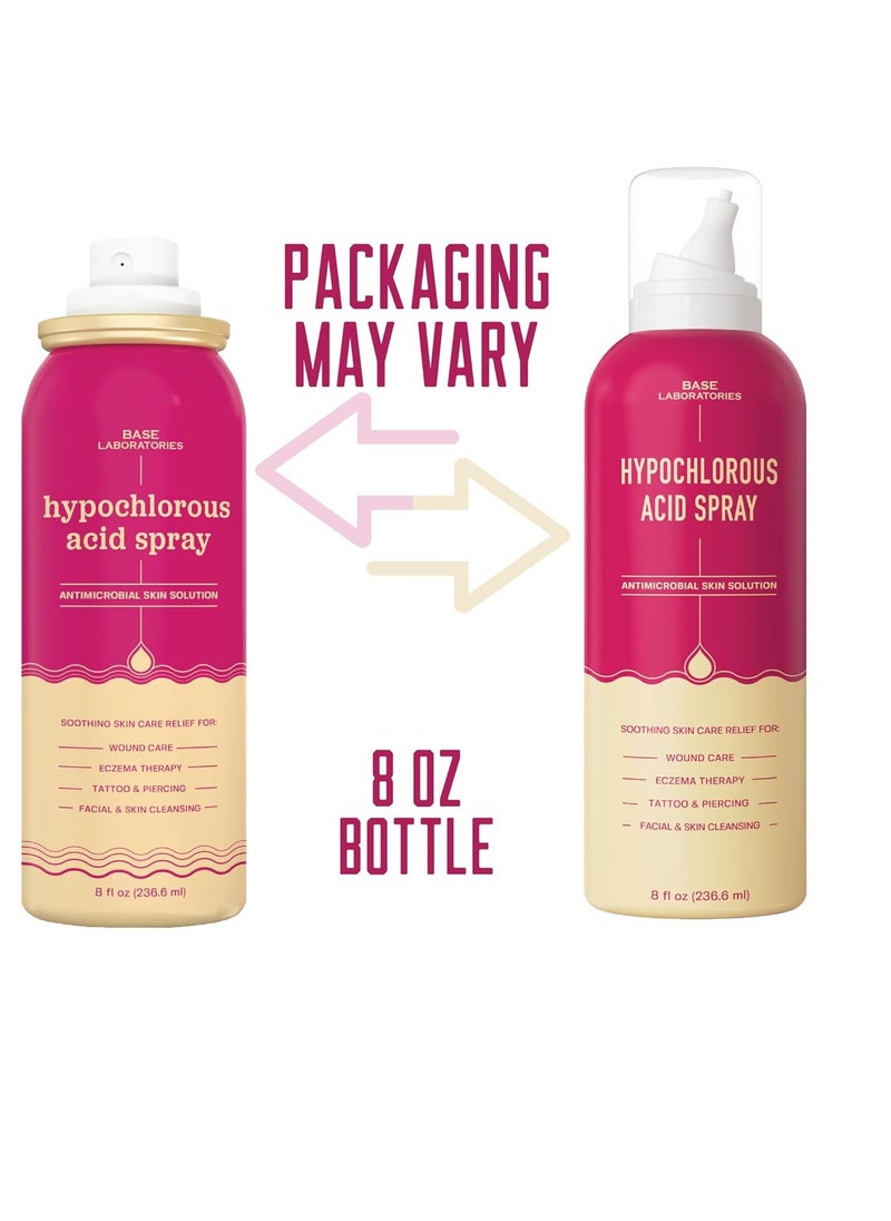 BASE LABORATORIES Hypochlorous Acid Spray for Face & Skin | 8oz | Magic Facial Spray Daily Skin Repair Solution for Sensitive Skin, Redness, Irritations, Eczema | Hypochlrous HOCL Molecule Spray | 2PK