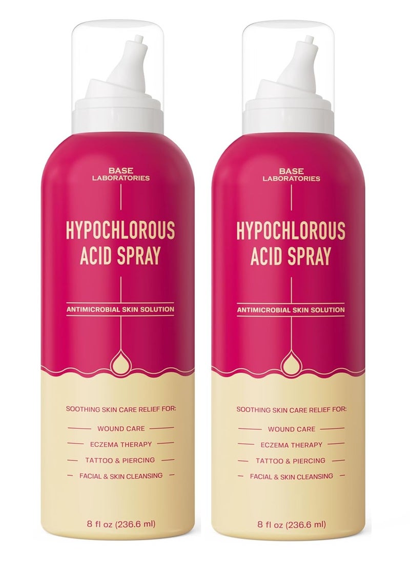 BASE LABORATORIES Hypochlorous Acid Spray for Face & Skin | 8oz | Magic Facial Spray Daily Skin Repair Solution for Sensitive Skin, Redness, Irritations, Eczema | Hypochlrous HOCL Molecule Spray | 2PK