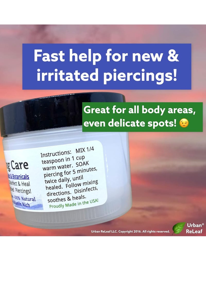 Urban ReLeaf Piercing Care - Healing Sea Salt & Botanical Aftercare - Safely Clean & Heal New & Stretched Piercings - 1 (3 Ounce)